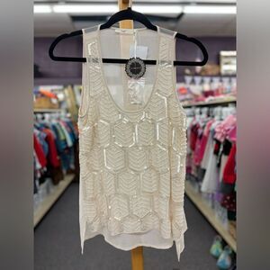 Hazel Ladies SM Cream Sleeveless Blouse